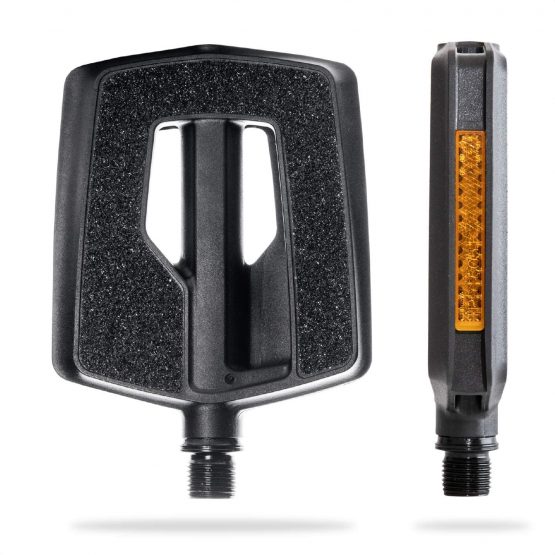 AARON - Urban Pedals with Sealed Industrial Ball Bearings - Replaceable Non-Slip Grip Tape - Bike Pedals with Flat Design for E-bikes, Trekking Bikes, City Bikes and many more - Black