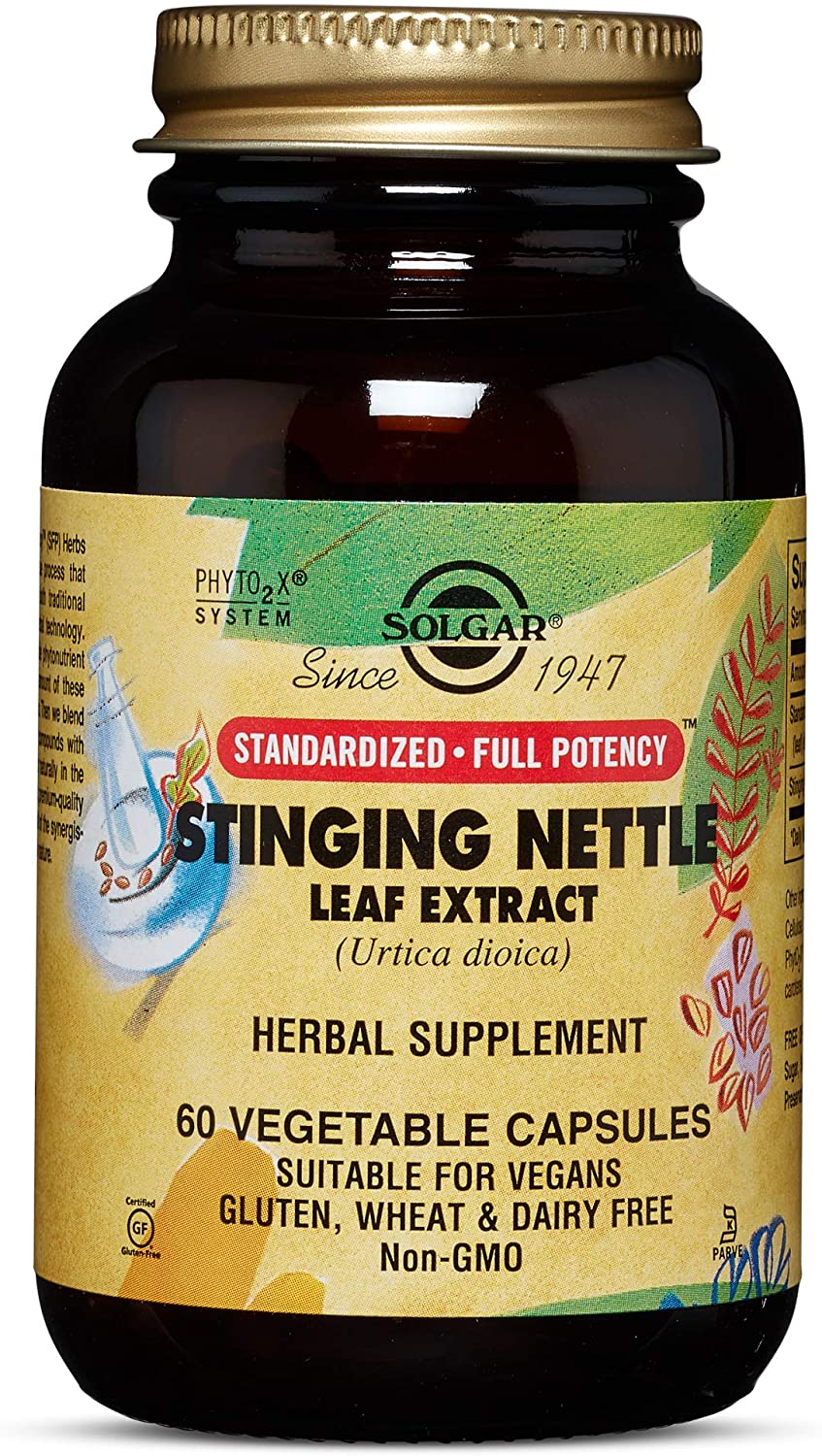 Solgar Nettle Leaf Extract Vegetable Capsules - Pack of 60 - Rich in Antioxidants - Vegan and Kosher, 60 count (Pack of 1)