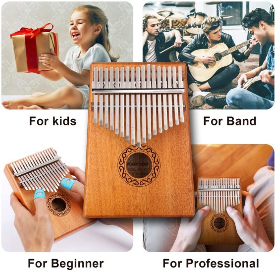 Kalimba 17 Keys Thumb Piano, KUDOUT Portable Mbira Finger Piano with Study Instruction and Tune Hammer, Kalimba Music Instrument Gift for Kids Adult Beginners - Image 4