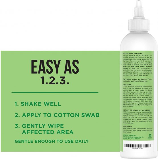 Natural Rapport Dog & Pet Tear Stain Remover - The Only Eye Tear Stain Remover Dogs Need, Dog and Cat Tears Stain Removing Treatment (8 fl oz.) - Image 3