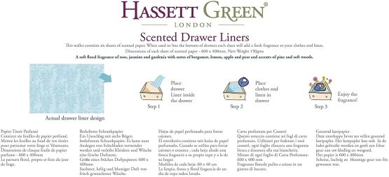 Hassett Green London Scented Drawer Liners - Natural Cotton Fragrance Single Pack of 6 Sheets size 600 x 400 (Single) - Image 3
