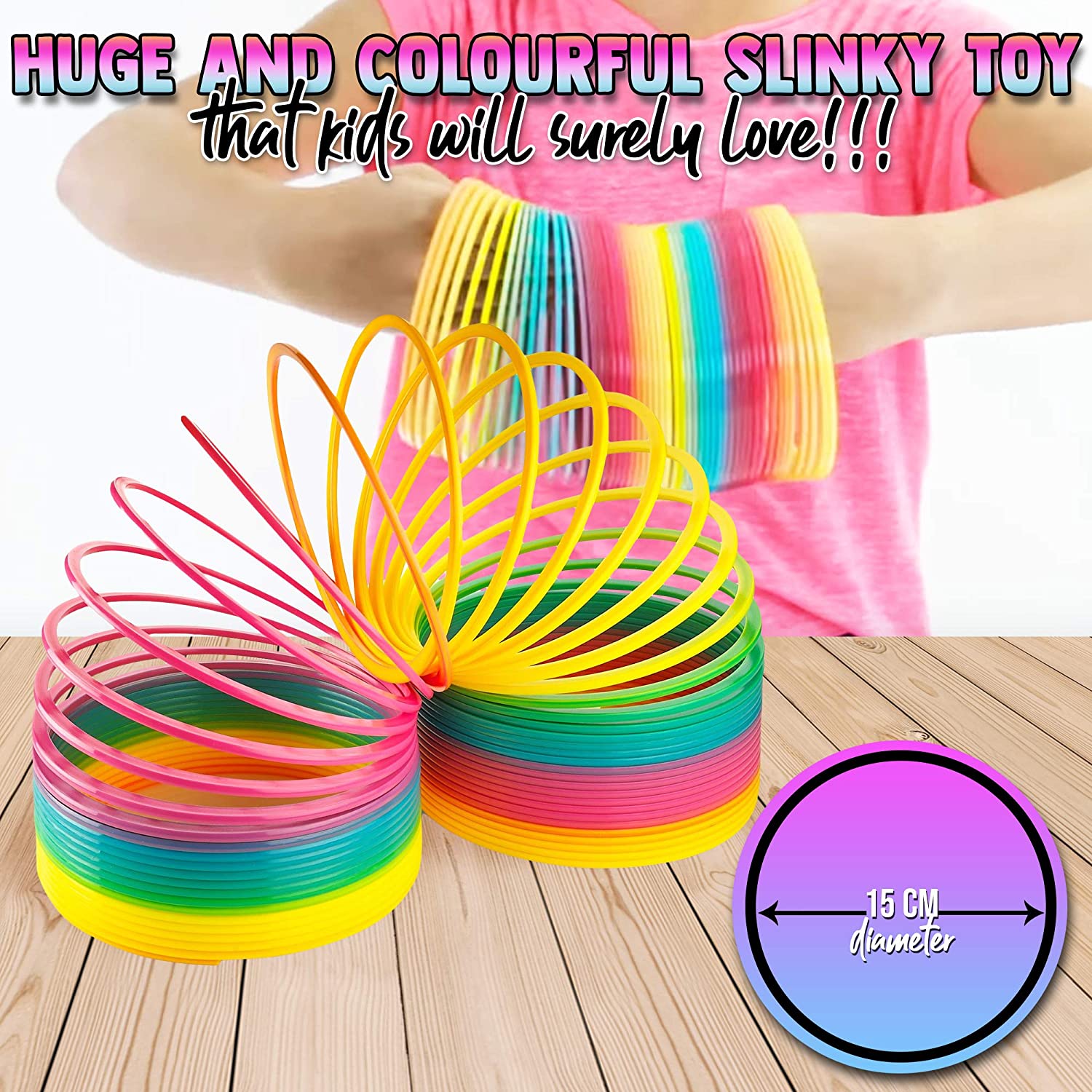 THE TWIDDLERS Giant Magic Rainbow Spring, 15cm / 6", Perfect for Children & Kids Birthday Party Favours, Huge Sensory Game - Image 4