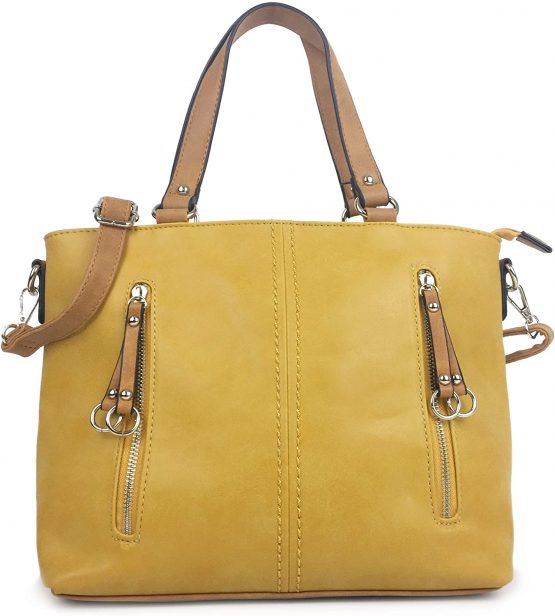 Medium Size Classic Designer Handbags for Women Beautiful Ladies Top Handle Fashion Grab Bag with Long Detachable Adjustable Shoulder Strap.