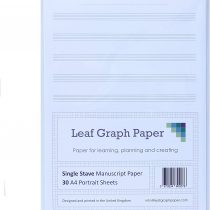 A4 Manuscript Music Paper Single Stave Staff - 30 Loose-Leaf Sheets