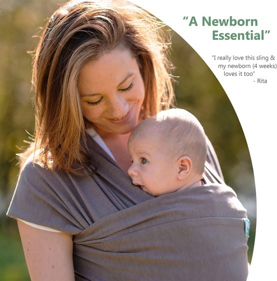 Baby Sling Wrap with Large Front Pocket - Naturally Soft Baby Wrap Carrier - Cotton Baby Sling Carrier from Birth - Baby Sling Newborn to Toddler Carrier - The Pocket Wrap™ by Trekki (Earth) - Image 4