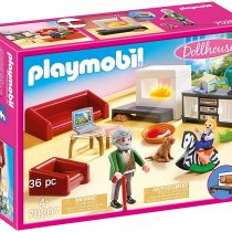 Playmobil 70207 Dollhouse Living Room with Fireplace, With Lighting Effect, for Children Ages 4+