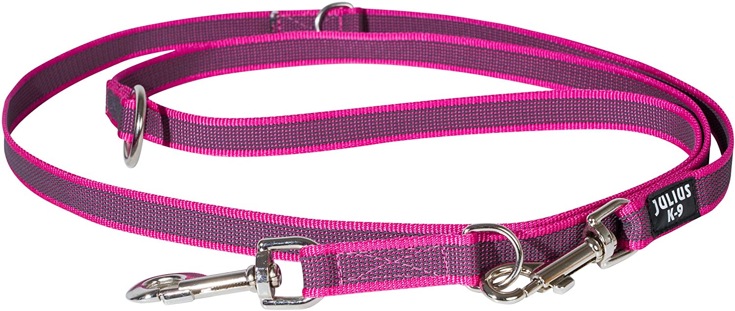 Color & Gray Adjustable Super-Grip Leash, 20 mm x 2,2 m, Pink-Gray