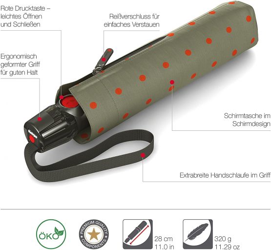 Knirps T.200 Duomatic Animal Pocket Umbrella - Automatic Open/Close - Storm Proof - Windproof - Animal Look - Image 3