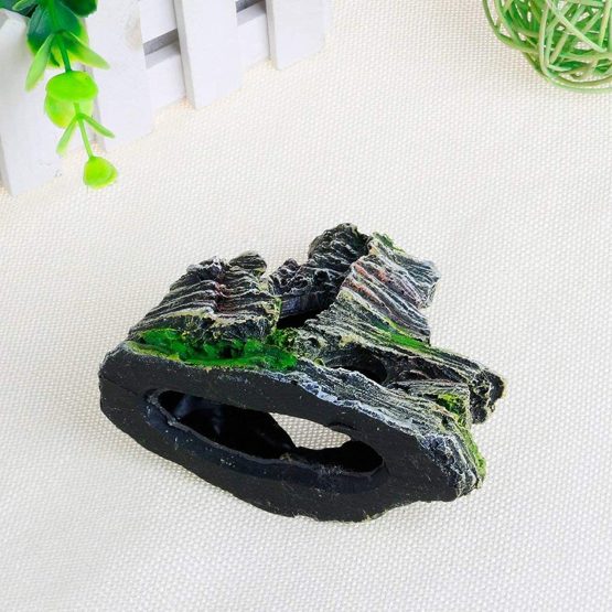 2pcs Fish Tank Rockery Hiding Cave Decoration For Fish Tank, Aquarium Rock Cave Decoration with Green Grass for Fish Shrimp Hiding Aquarium Ornament Pet Supplies - Image 4
