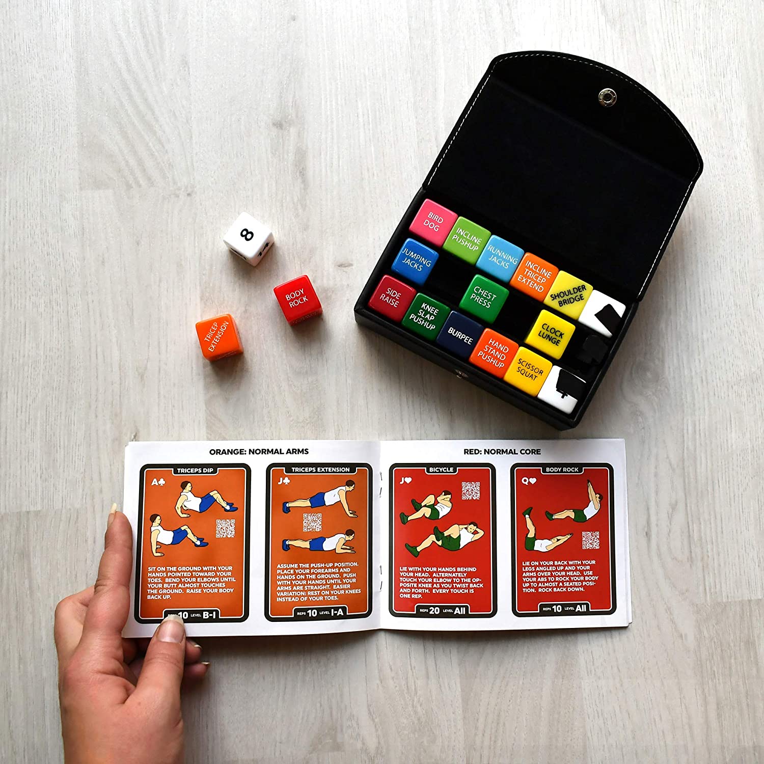 Stack 52 Quick Sweat Fitness Dice. Bodyweight Exercise Workout Game. Designed by a Military Fitness Expert. Video Instructions Included. No Equipment Needed. Burn Fat Build Muscle. (2019 Box Set) - Image 2