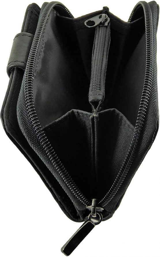 Ladies Small Compact Black Leather Purse with RFID Protection (Black) - Image 4