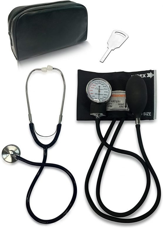 Primacare DS-9194 Classic Series Pediatric Blood Pressure Kit, Long Lasting Latex Inflation System with Stethoscope and Leatherette Case, Navy