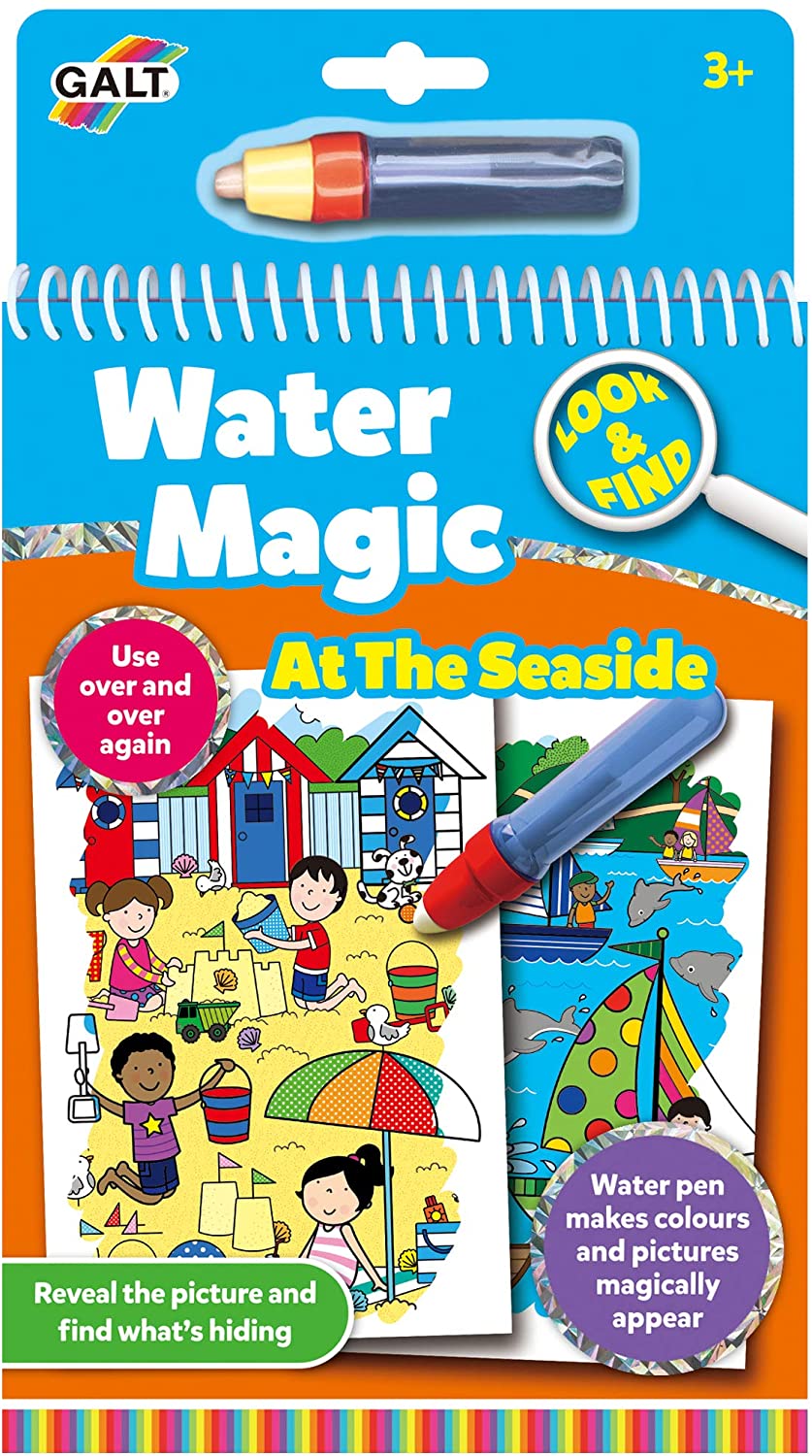 Galt Toys, Water Magic - Look and Find at The Seaside, Colouring Books for Children Ages 3 Years Plus, multi, medium