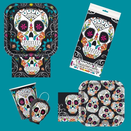 Unique Party 77063 - Plastic Skull Day of the Dead Halloween Tablecloth, 7ft x 4.5ft - Image 2