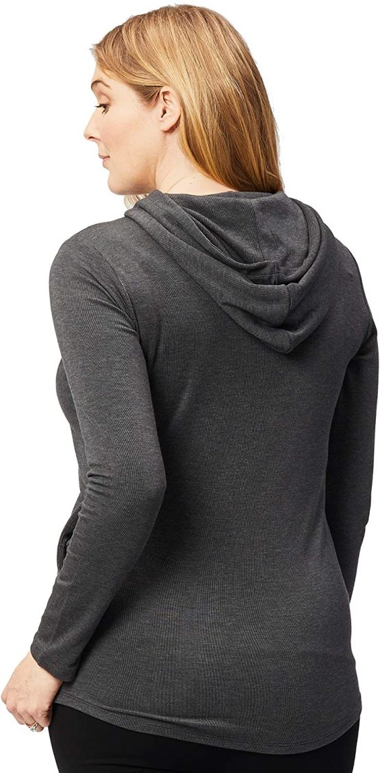 Cake Maternity Women's Maternity and Nursing Winter Hoodie, Charcoal, Medium T-Shirt - Image 3