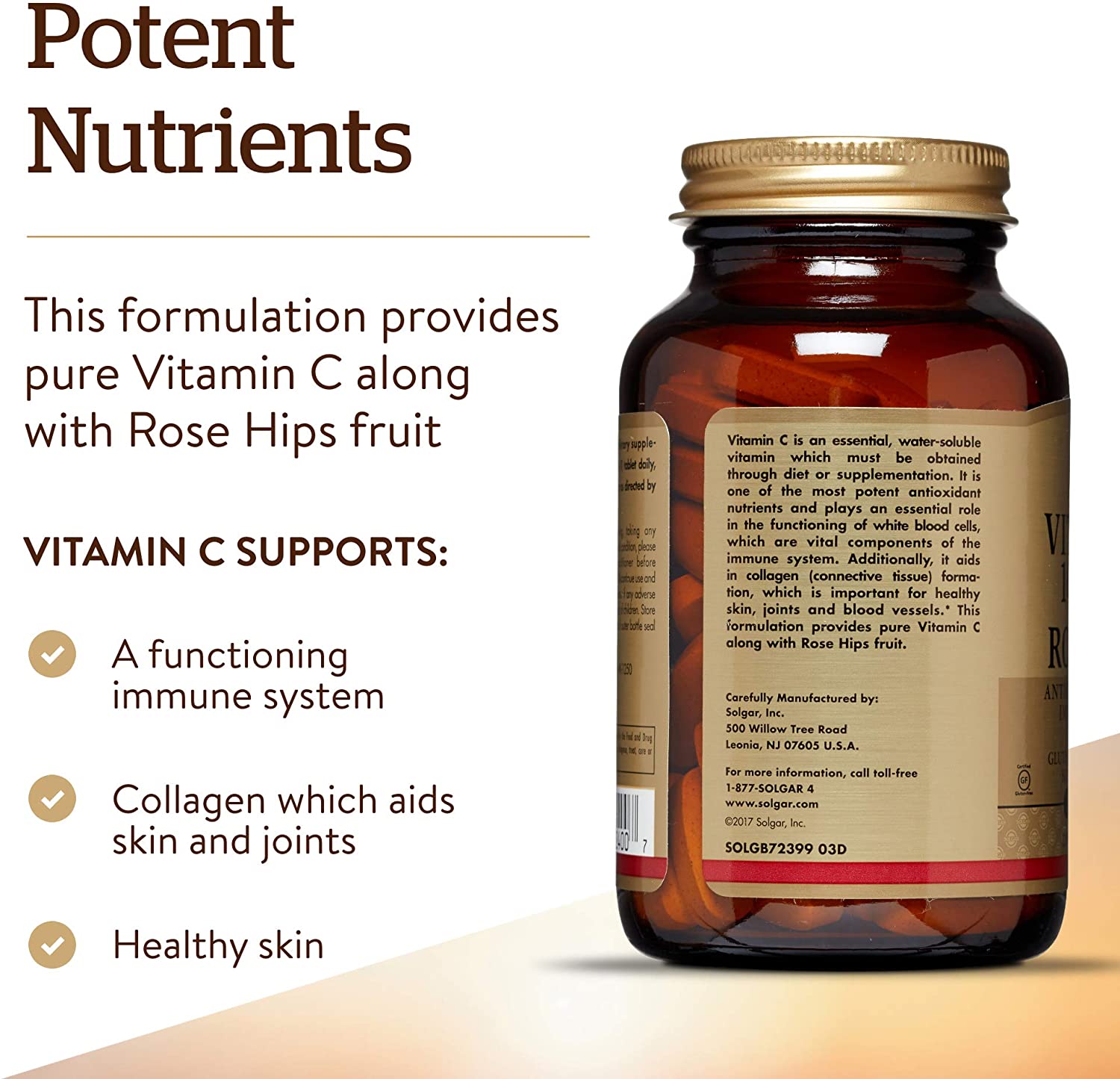 Solgar Vitamin C 1000 mg with Rose Hips Tablets, Pack of 100, Immune System Support, for Tiredness and Fatigue - Image 4