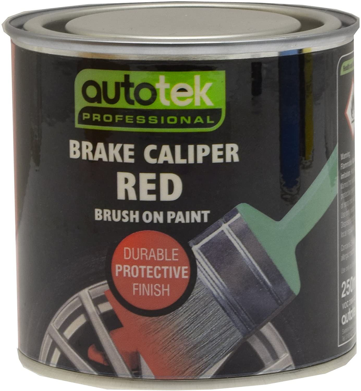 Autotek ATOOCALR250 Tin Brake Caliper Brush-On Paint, 250 ml, Red