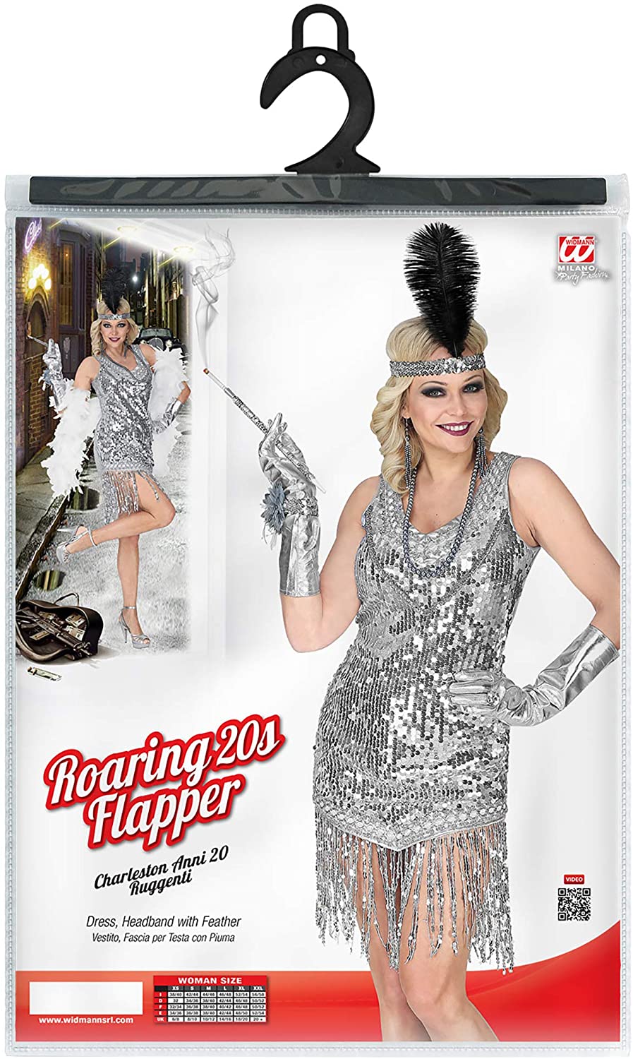 WIDMANN ROARING 20s FLAPPER (dress, headband) - (L), Silver - Image 2