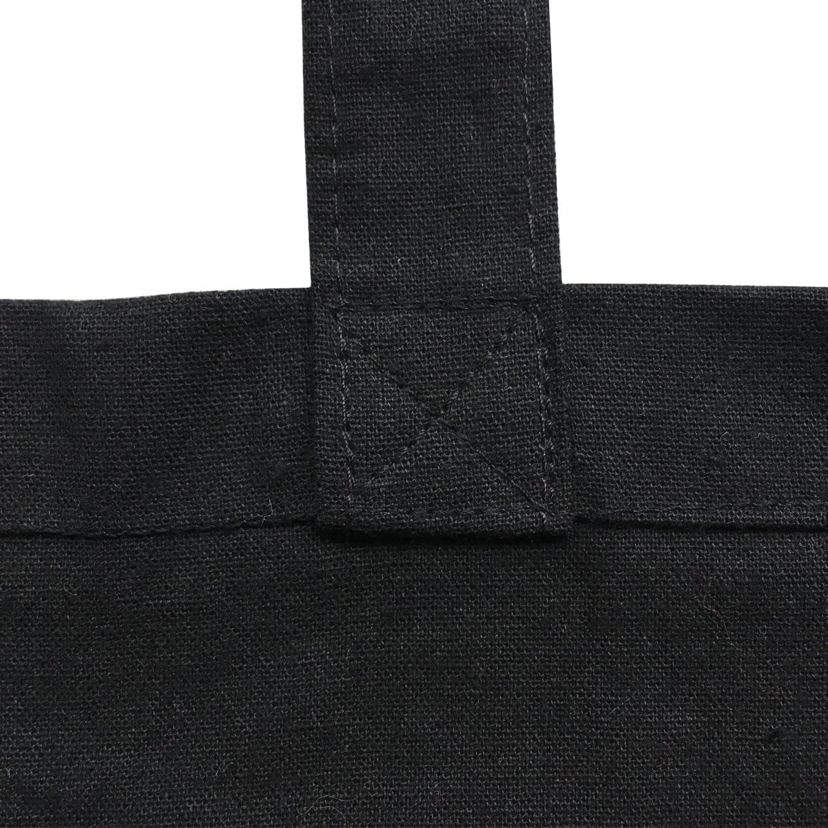 PREMYO Reusable Shopping Bag Cotton Tote Long Handled Easy to Carry Over the Shoulder Quote Print Heart Feather Birthday Present Gift Black Canvas - Image 3