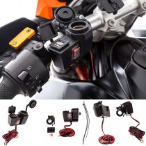 UltimateAddons® Motorcycle 5V 3.1 Amp Power Supply 2 USB Ports & Cigarette Socket Handlebar Mount