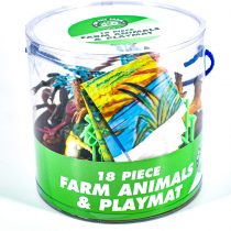KandyToys 18 Piece Farm Animal Play Set in Tub – Farming Playset with Toy Farm Animals and Play Mat