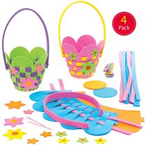 Baker Ross AT380 Flower Basket Weaving Kits - Pack of 4, Introductory Sewing for Beginners and For Kids Arts and Crafts Projects