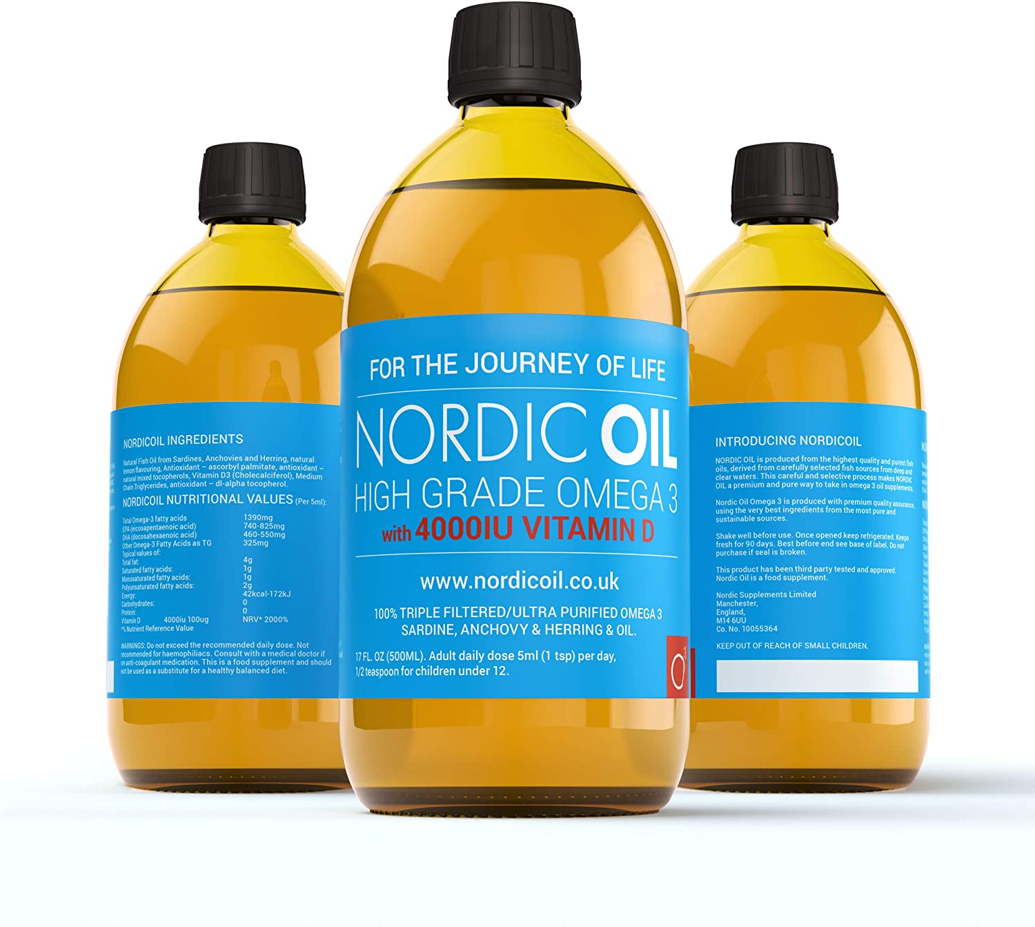 Nordic Supplements High Strength 500ml Omega 3 Fish Oil with 4000IU Vitamin D3 in Natural Cholecalciferol Form. Taste Award Winning Lemon Flavoured and Tested - Image 2