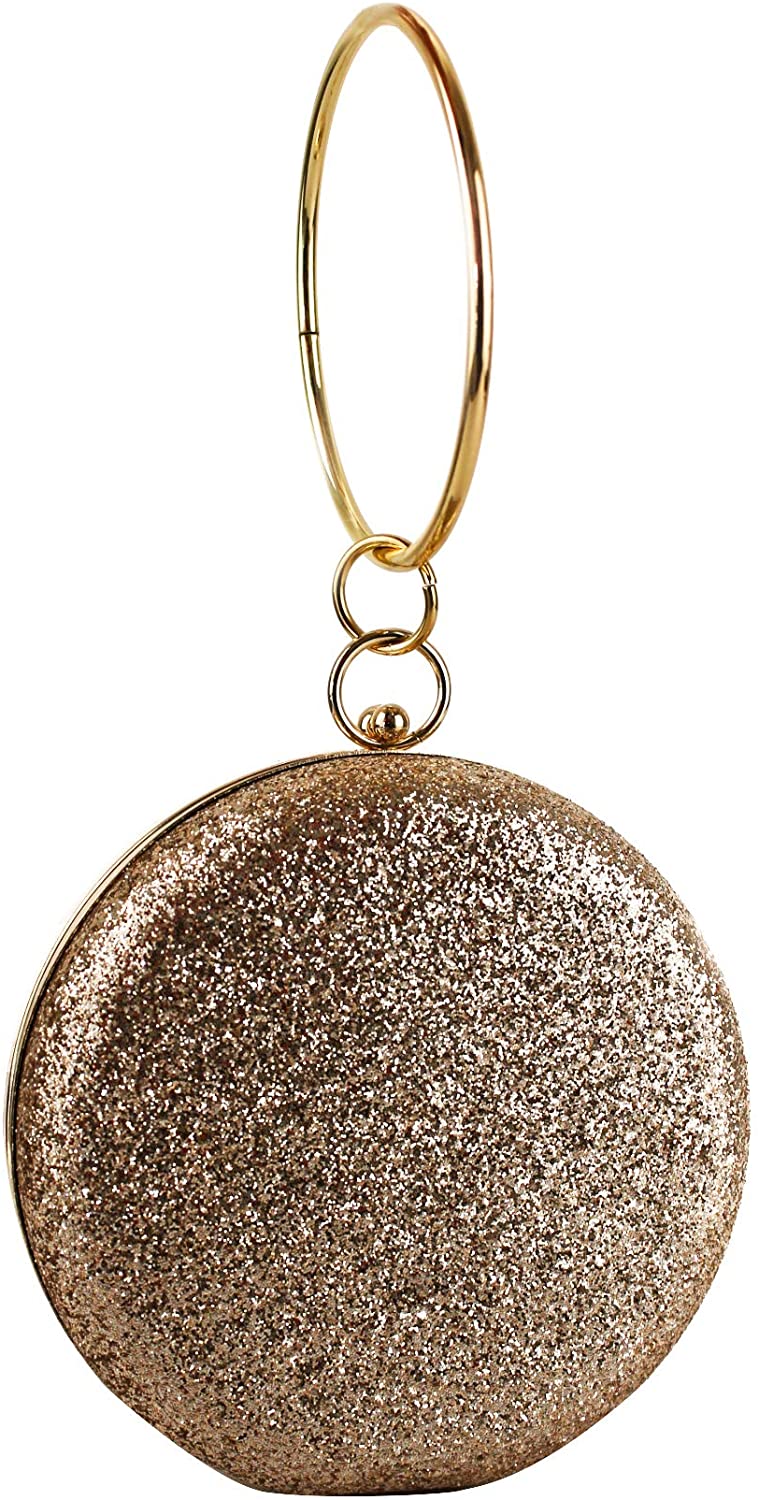 Redfox Women's Sparkling Gold Evening Clutch Bag/Wedding Shiny Diamante Crystals Rhinestones Different Shape And Size