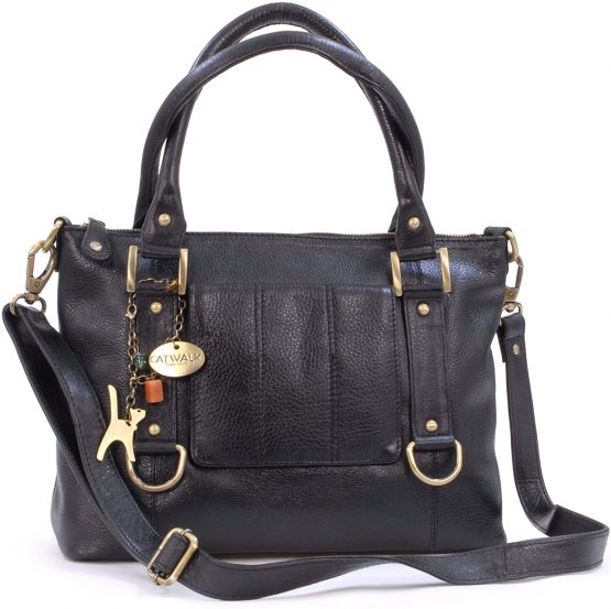 Catwalk Collection Handbags - Women's Leather Top Handle/Shoulder Bag/Cross Body With Detachable Strap - Photo ID Window/Travel Pass Holder - GALLERY