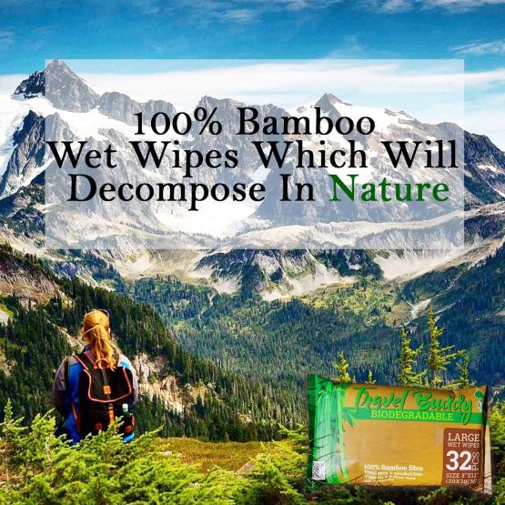 Ace Travel Buddy Large Body Wet Wipes Biodegradable - No Rinse Bath Or Shower Bamboo Wipe - Gym, Travel, Camping, Backpacking, Hiking, Pets, Festival Essentials/Accessories, 32 Wipes(8"X12"/20X30CM) - Image 2