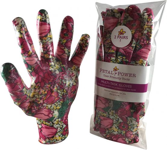 2 Pairs Ladies Gardening Gloves - Lightweight and Durable Work Gloves for Garden and Household Tasks - Ideal Gardening Gift for Women. (Medium, Rose Garden Floral)