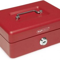 Rapesco SB0008R1 8-inch (20 cm) Cash Box with Keys Metal, Red