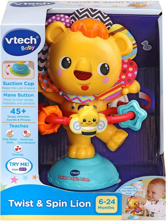 VTech Twist and Spin Lion, Baby Music Toy for Sensory Play, Educational Toys for Kids, Baby Interactive Toy with Lights and Songs, Musical Toy with Suction Cup, Suitable for Boys and Girls 6 Months + - Image 2