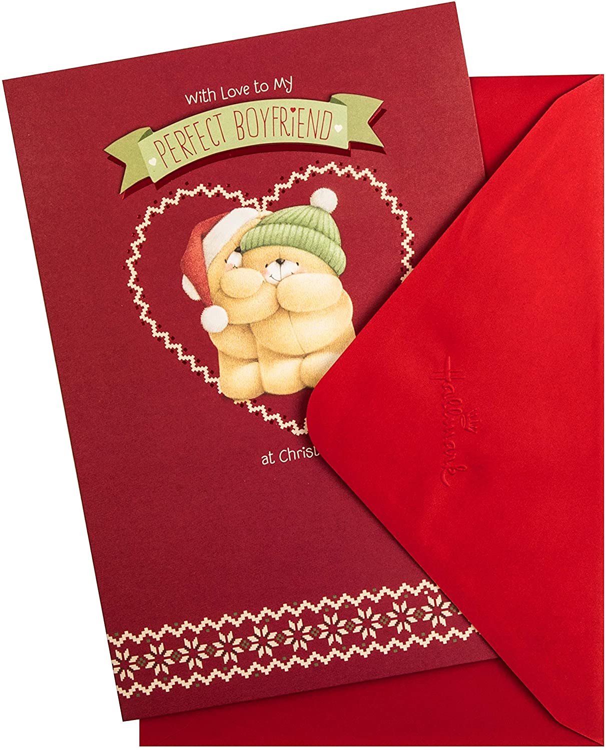 Hallmark Christmas Card for Boyfriend - Cute Forever Friends Design, Red, Letter - Image 2