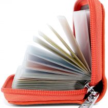 Credit Card Holders Women Ladies Leather Credit Card Wallets for Women Ladies 26 Card Slots RFID Protector (Orange)