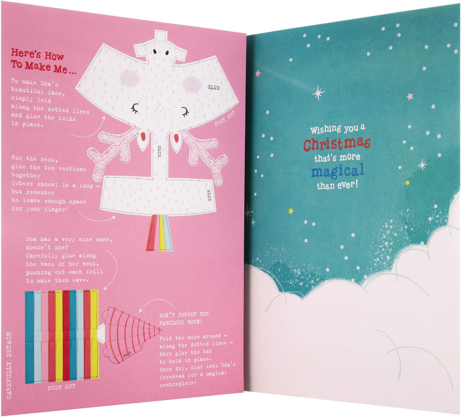 Hallmark Christmas Activity Card For Niece - Unicorn Finger Puppet Design, Multicoloured - Image 4