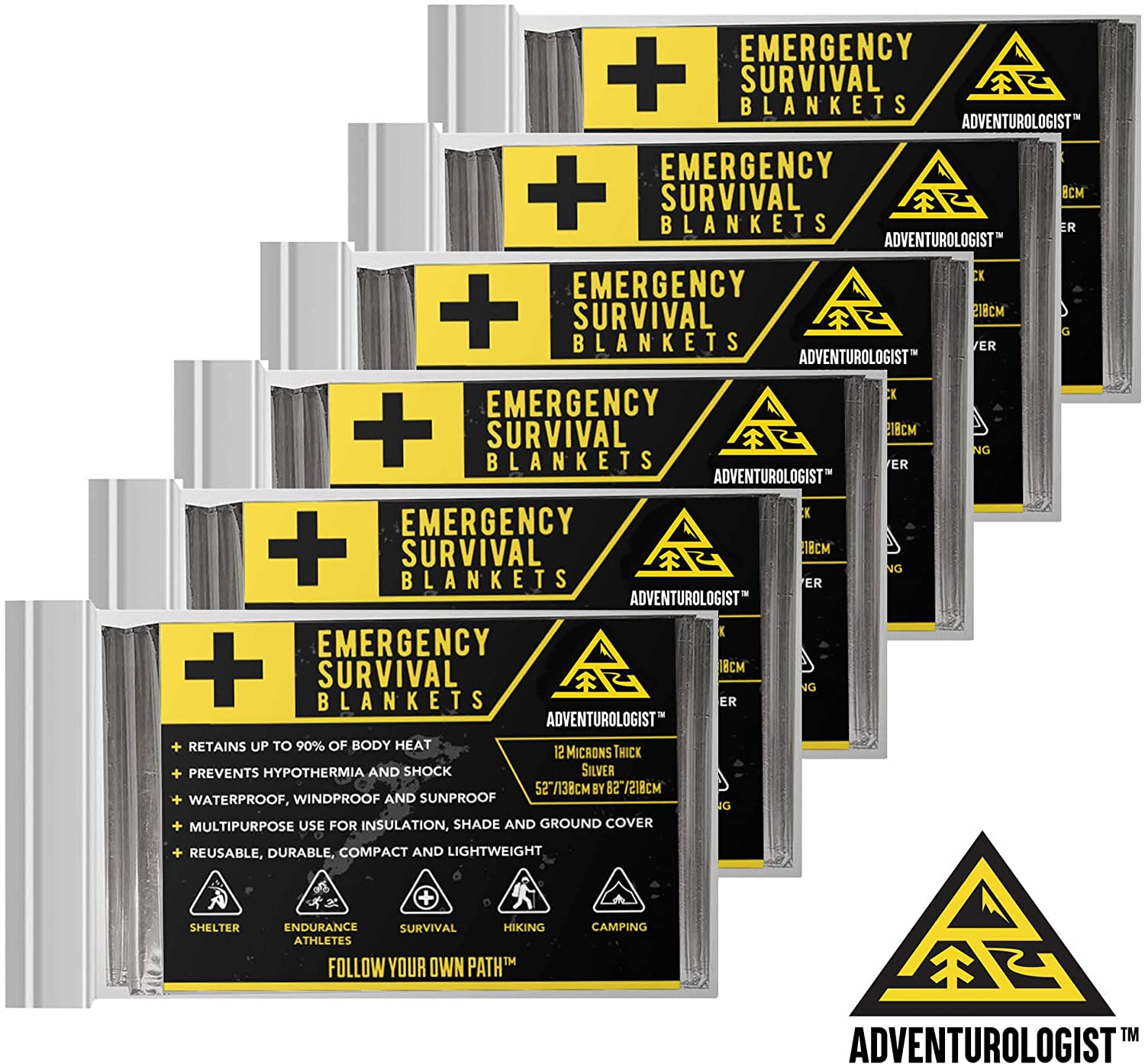 EMERGENCY FOIL SURVIVAL BLANKET SET OF 6 Thermal Space Mylar Blankets