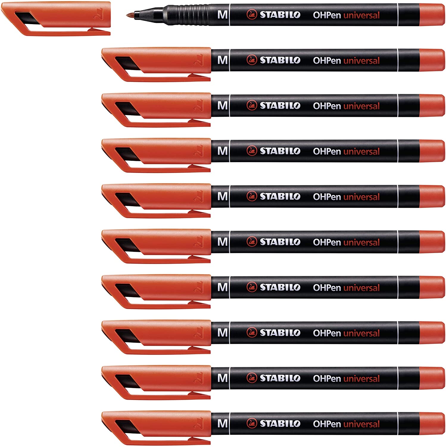STABILO Overhead Pen OHPen universal - Permanent Medium - Pack of 10 - red, 1 count (Pack of 10)