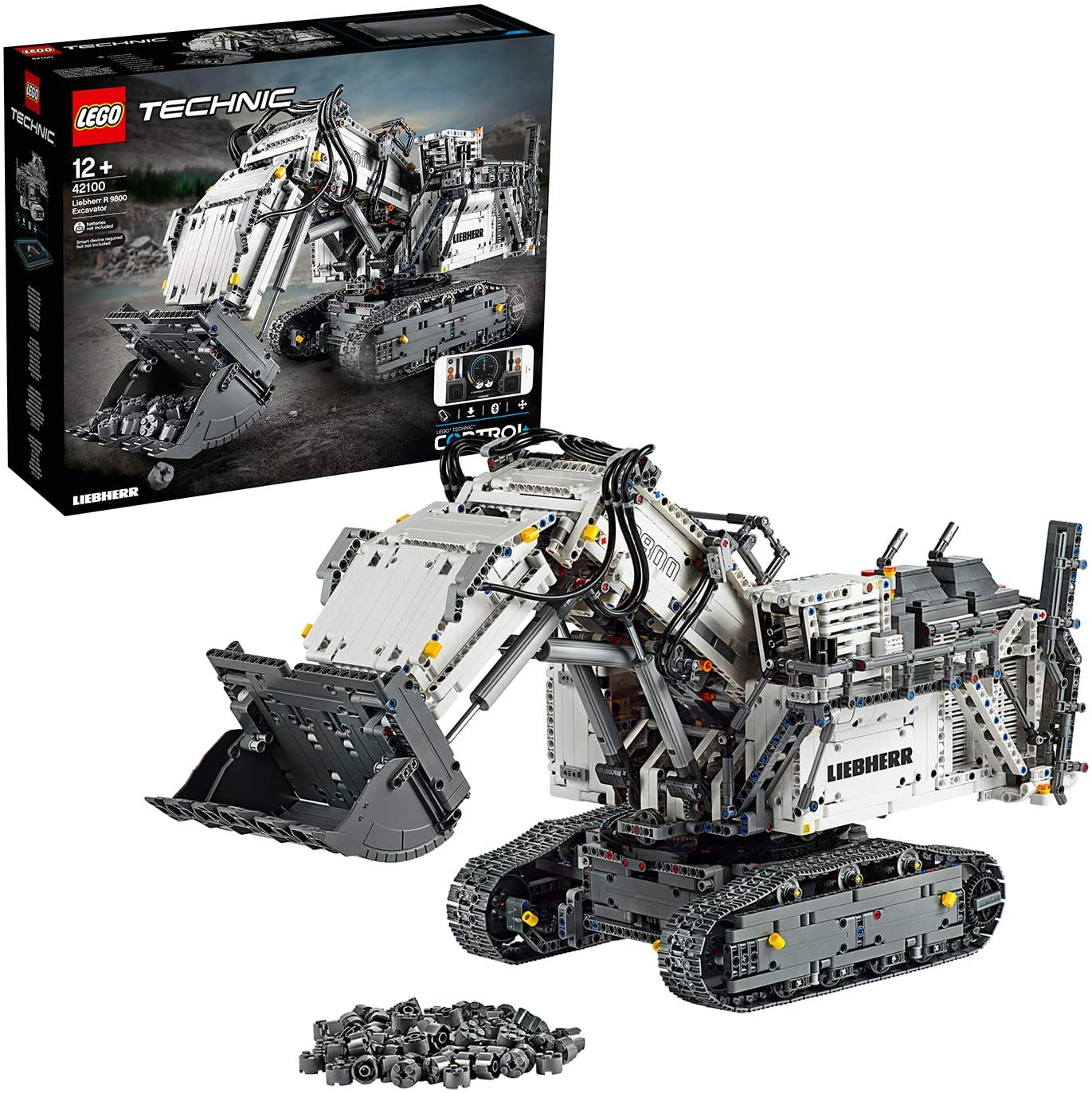 LEGO 42100 Technic Control Liebherr R 9800 RC Excavator, Remote App Controlled Advanced Construction Set, with Interactive Motors