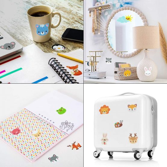 BeYumi 34Pcs 5D Diamond Painting Kits for Kids, DIY Animals Diamond Painting Stickers, Handmade Digital Diamond Arts Craft Mosaic Stickers, Painting by Numbers Kits for Adult Beginners - Image 4