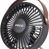 Pifco P55003 Mini Fan, USB Fan, Compact and Lightweight, Desk Fan, Leather Strap Detail, Plastic, Black