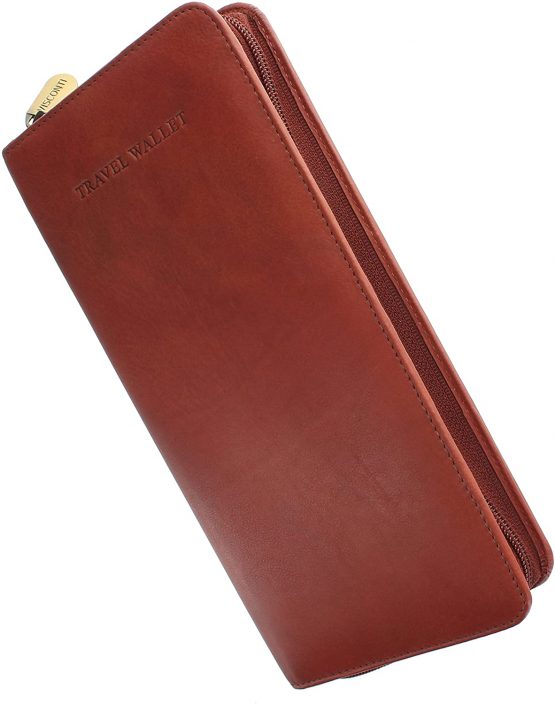 Visconti Leather Zipped Travel Document Holder & Strap 1157 RFID Blocking Brown