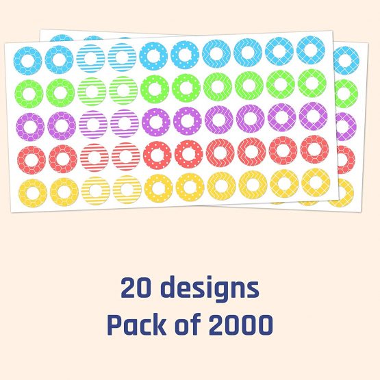 2000 Pack, Hole Reinforcement Ring Labels Stickers - 20 Assorted Designs - Image 2