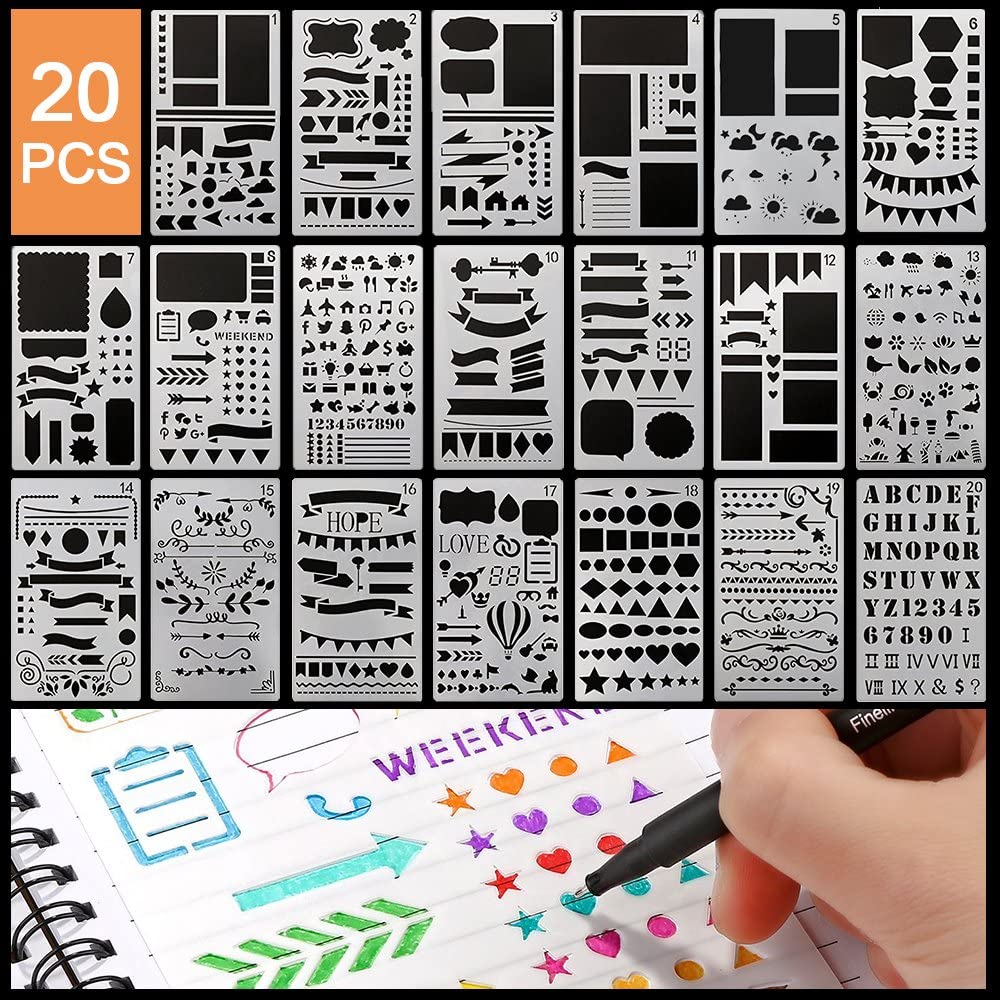 20PCS A5 Planner Stencils Journal Templates DIY Drawing Templates