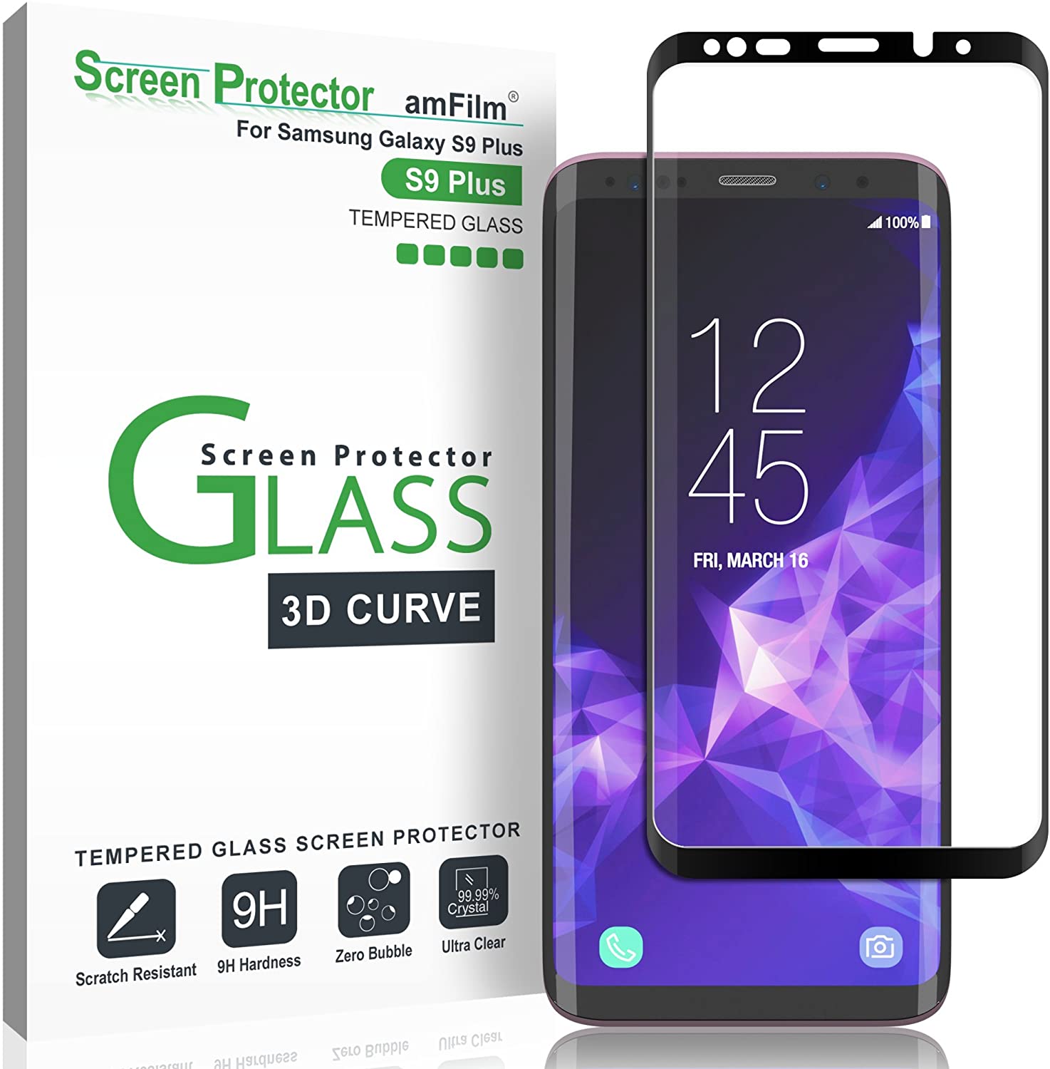 amFilm Galaxy S9 Plus Screen Protector Glass