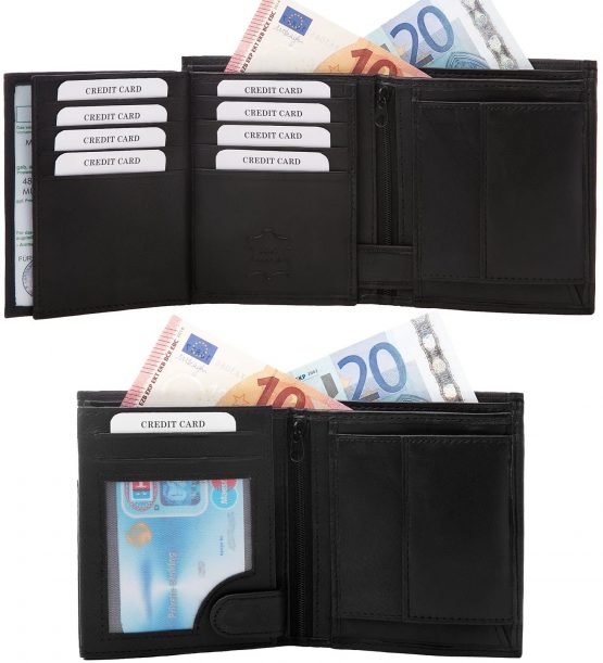 Black Wallet Out of Real Leather in Upright Format from The -WSH91- Series - Image 2