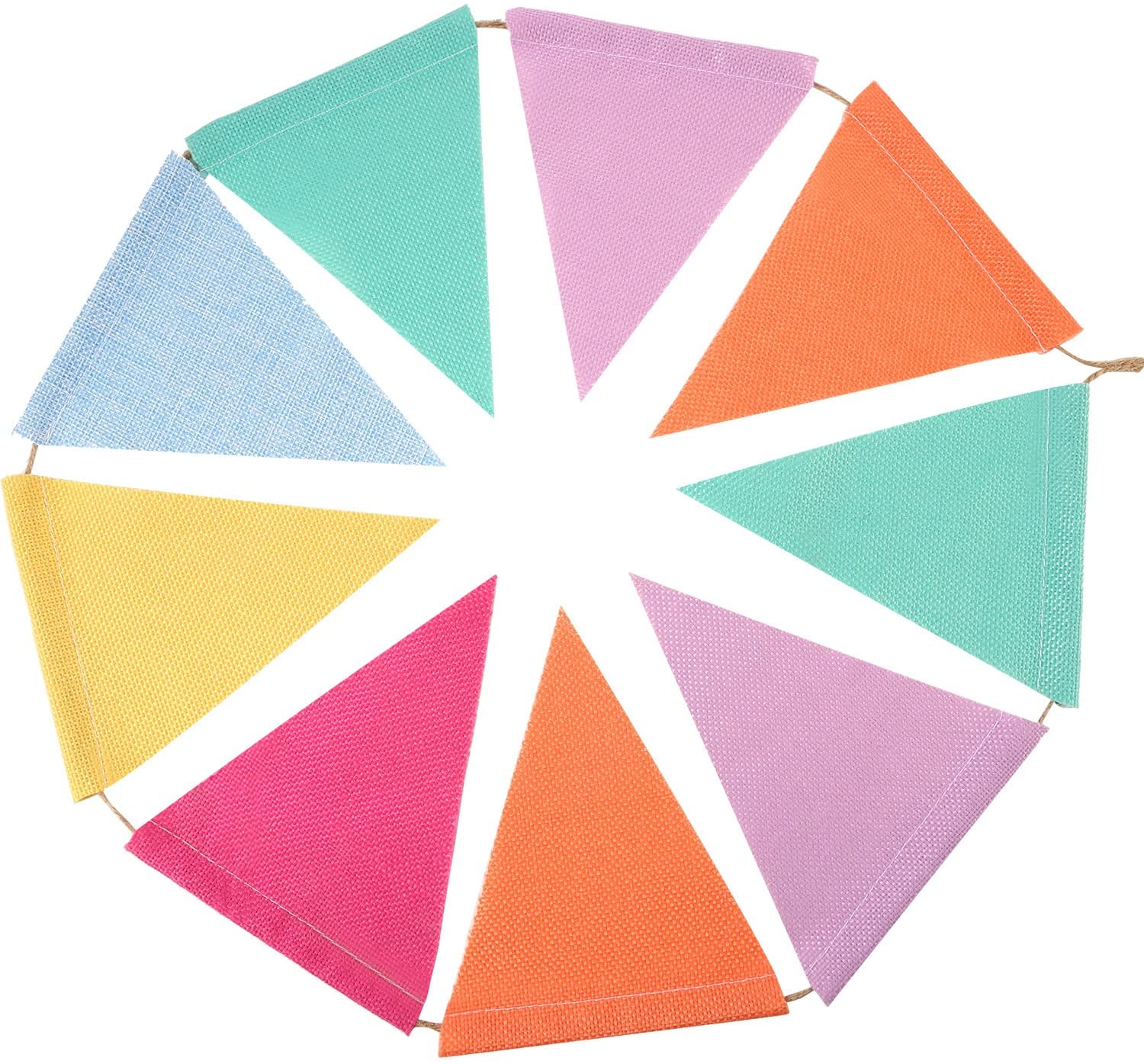 Hestya Multicolor Pennant Banner 42 Pieces Triangle Flag Bunting for Party Hanging Decoration, Yellow,orange,blue,green,red,purple - Image 3