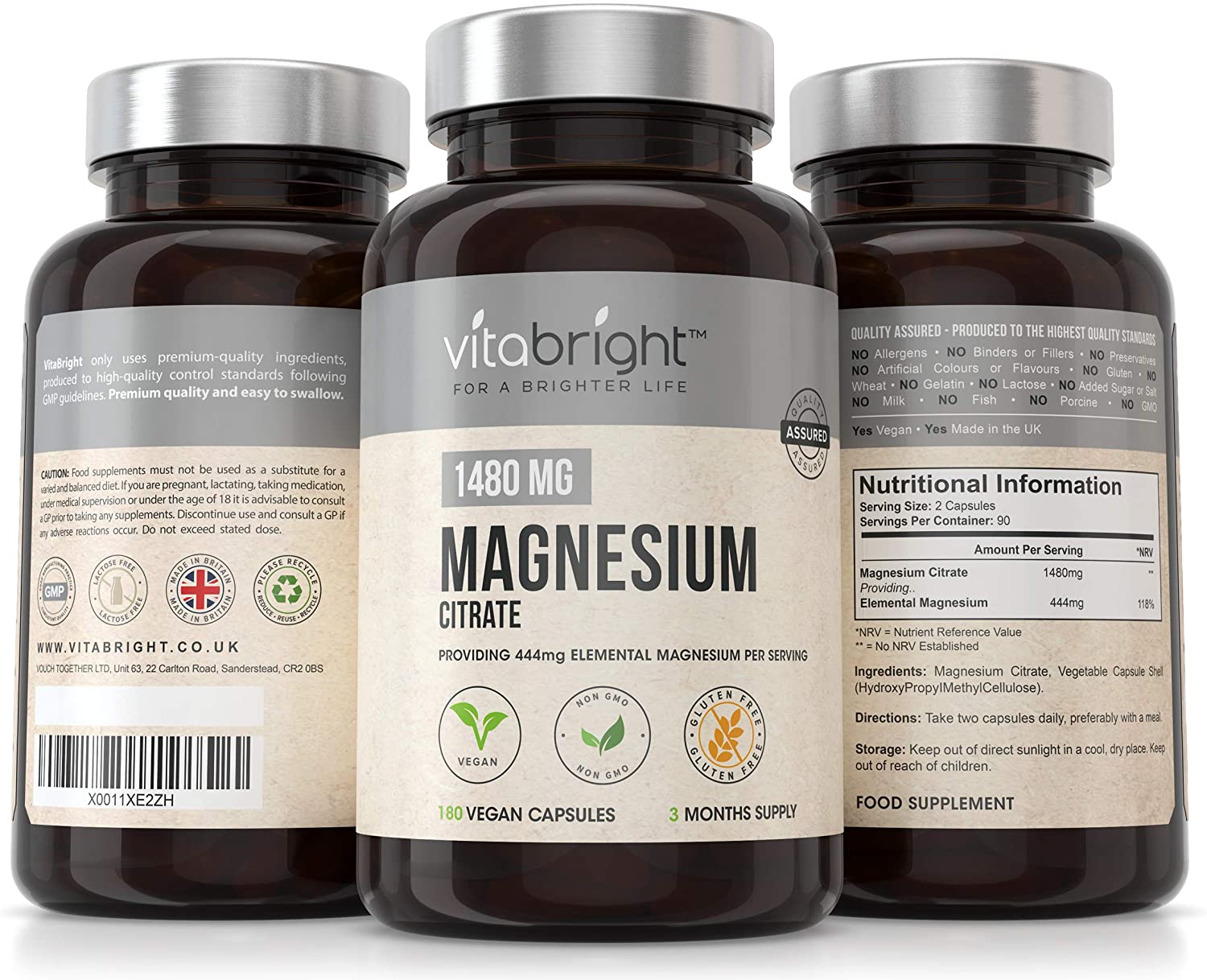 VitaBright Magnesium Citrate Capsules 1480mg, 240 count (Pack of 1) - Image 4