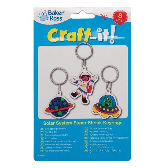 Baker Ross AW894 Solar System Super Shrink Keyrings, Arts and Crafts for Kids (Pack of 8), Assorted, 19 x 12 x 1 cm 70 Grams - Image 3