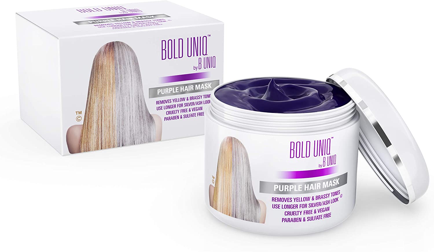 Bold Uniq Purple Hair Mask, Toner for Blonde Platinum, Bleached, Silver, Gray, Ash & Brassy Hair - Image 3
